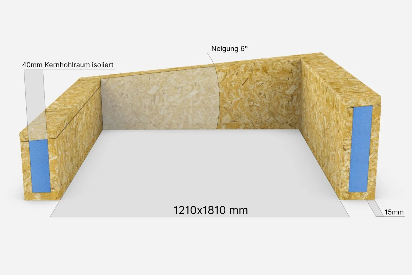 Aufsetzkranz 120 x 180 cm gedämmt Sperrholz für Flachdach – technische Zeichnung mit Maß