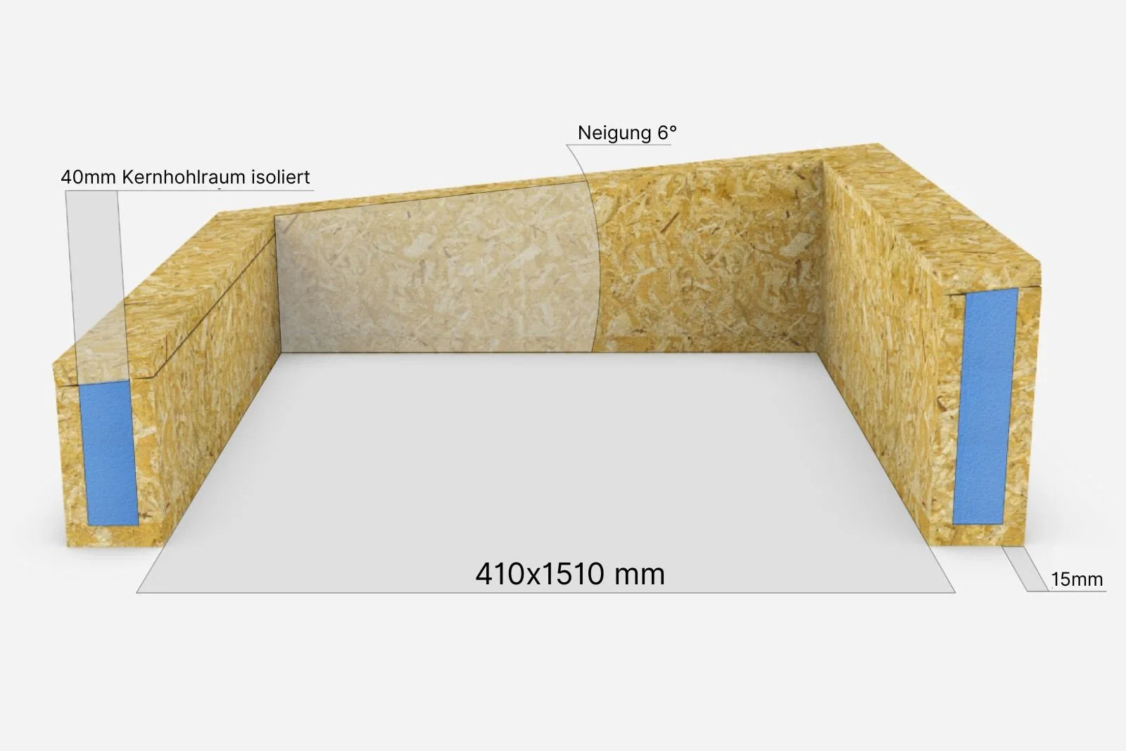 Aufsetzkranz 40 x 150 cm gedämmt OSB für Flachdach – technische Zeichnung mit Maß