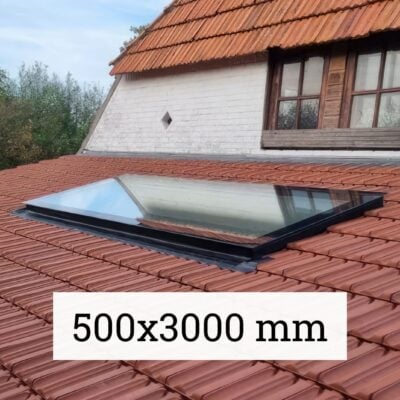 Dachfenster Schrägdach – rahmenlos – feststehend – 3-fach – 500 × 3000 mm – Detailansicht