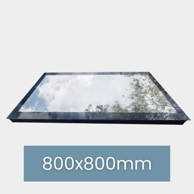 Dachfenster Flachdach – rahmenlos – feststehend – 3-fach – 800 × 800 mm – Detailansicht
