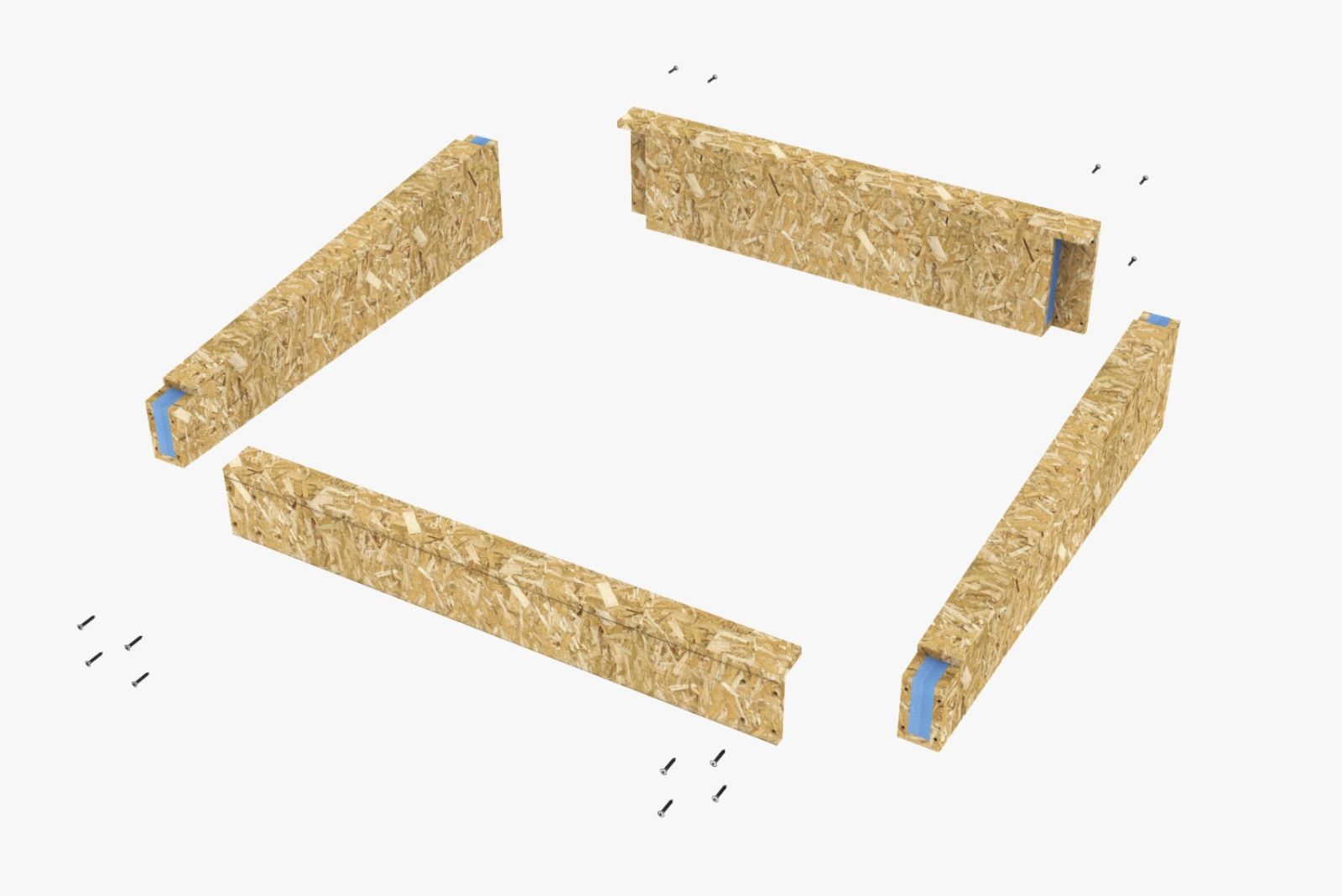Aufsetzkranz 120 x 200 cm gedämmt OSB für Schrägdach – Konstruktionszeichnung